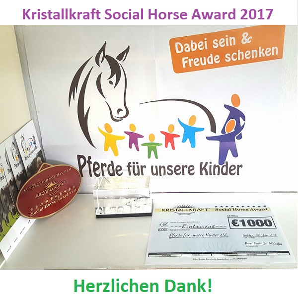 „Pferde für unsere Kinder e.V.“ erhält Kristallkraft Social Horse Award 2017
